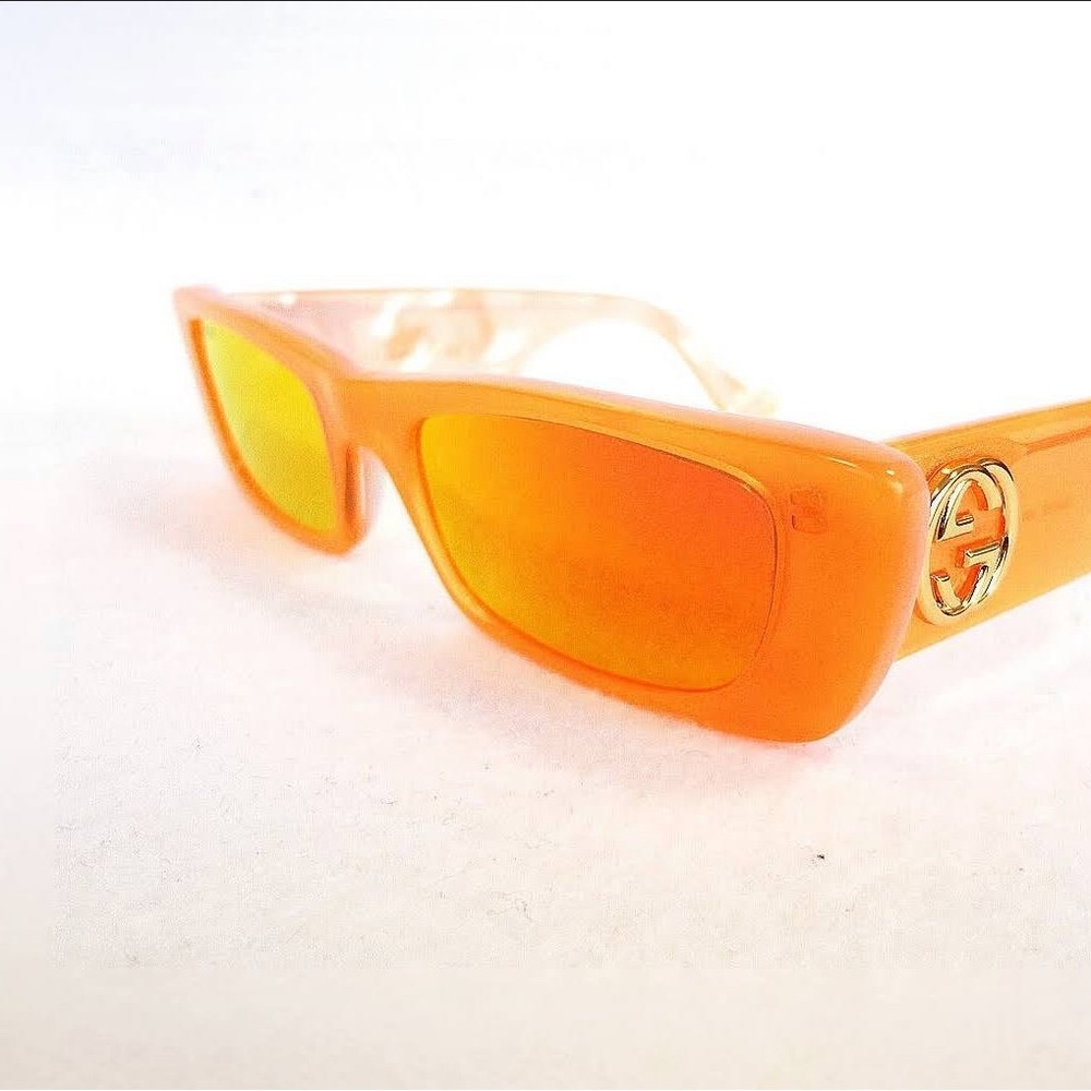 Gucci Eyewear Rectangular Sunglasses Orange Fluo